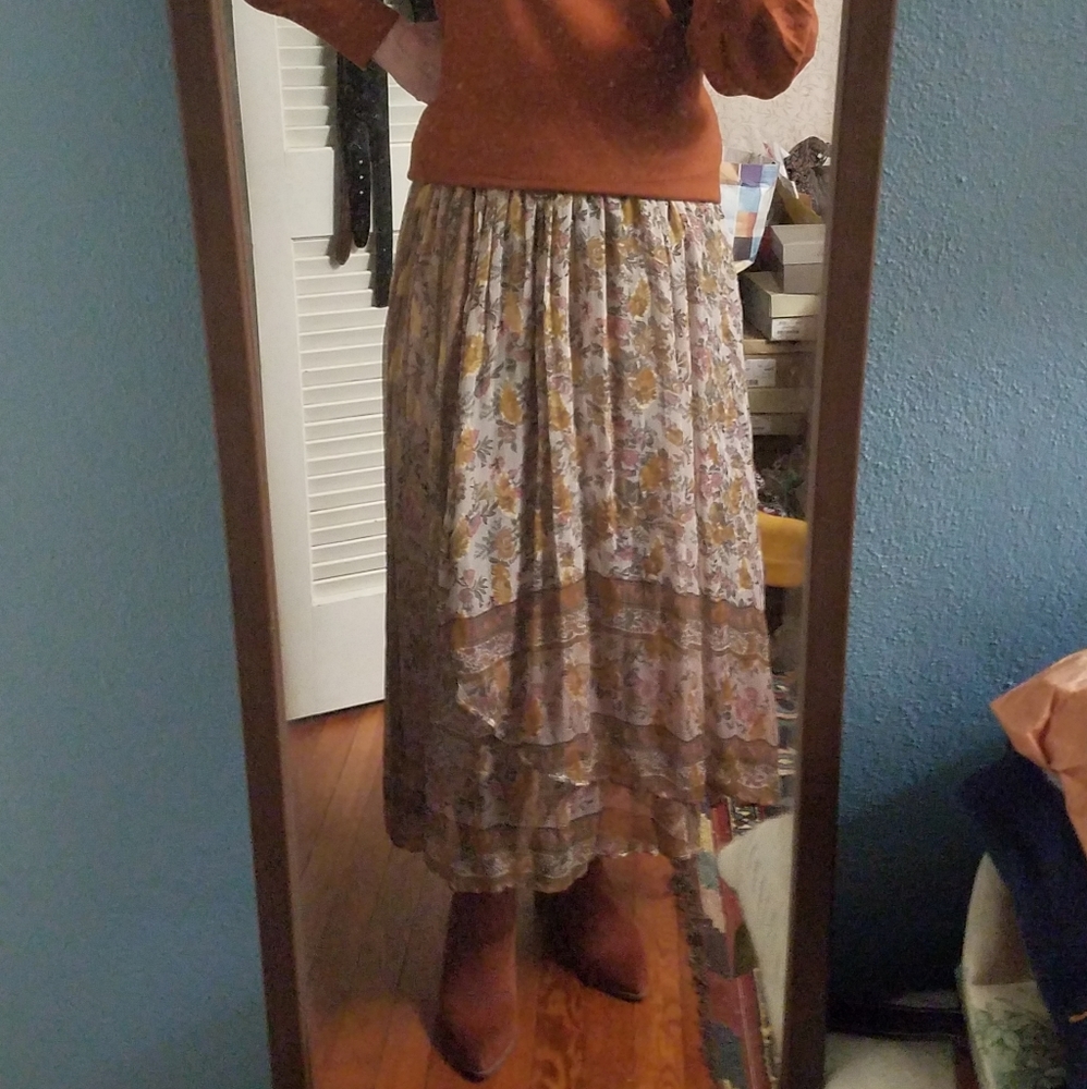 New Boho Anthropologie Harvest Midi Skirt by Love Sam Size M - Picture 6 of 7